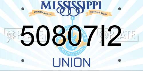 50807I2 Mississippi License Plate