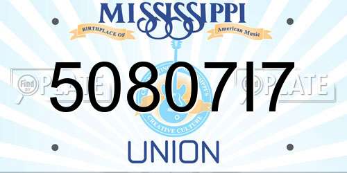 50807I7 Mississippi License Plate