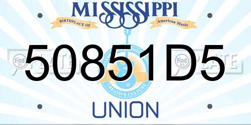 50851D5 Mississippi License Plate
