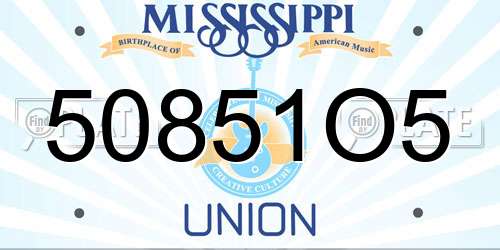 50851O5 Mississippi License Plate
