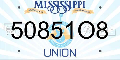 50851O8 Mississippi License Plate