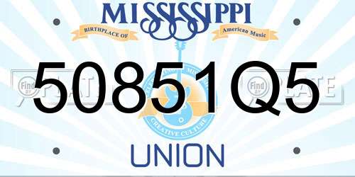 50851Q5 Mississippi License Plate