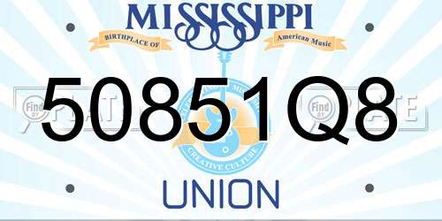 50851Q8 Mississippi License Plate