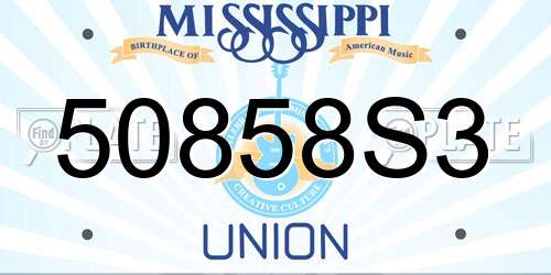 50858S3 Mississippi License Plate