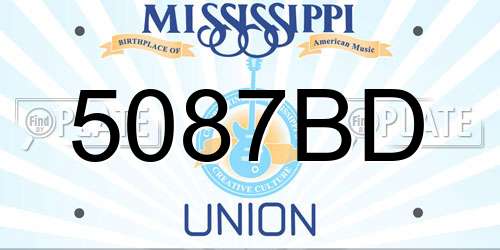 5087BD Mississippi License Plate