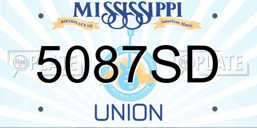 5087SD Mississippi License Plate