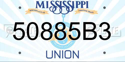 50885B3 Mississippi License Plate