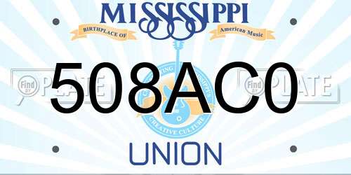 508AC0 Mississippi License Plate