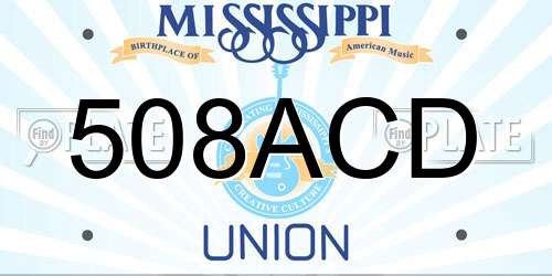 508ACD Mississippi License Plate