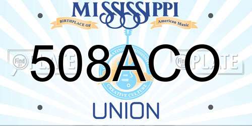 508ACO Mississippi License Plate