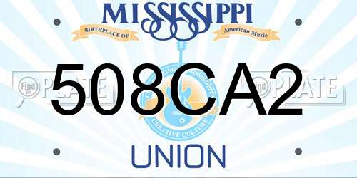 508CA2 Mississippi License Plate