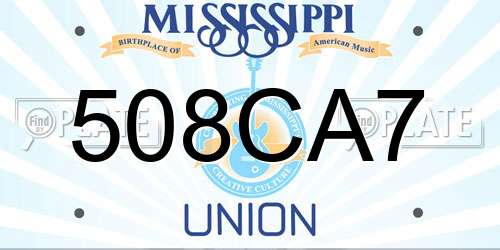 508CA7 Mississippi License Plate