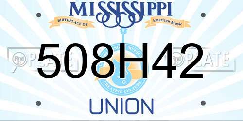 508H42 Mississippi License Plate