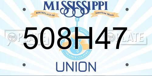 508H47 Mississippi License Plate