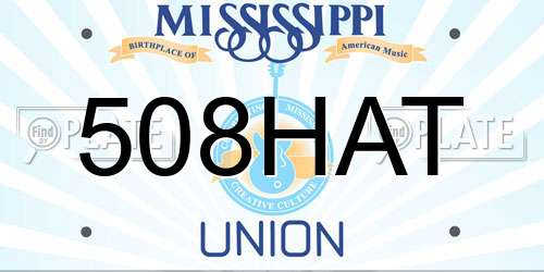 508HAT Mississippi License Plate