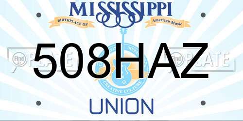508HAZ Mississippi License Plate