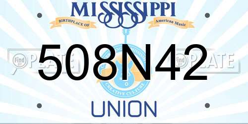 508N42 Mississippi License Plate