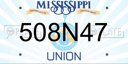 508N47 Mississippi License Plate