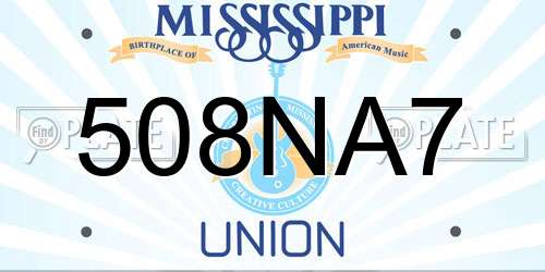 508NA7 Mississippi License Plate