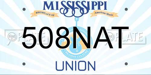 508NAT Mississippi License Plate
