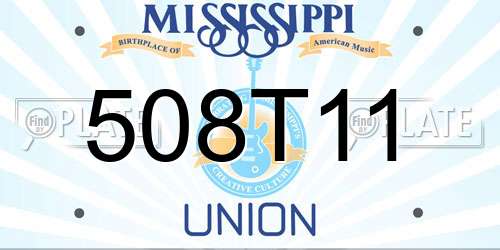508T11 Mississippi License Plate