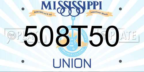 508T50 Mississippi License Plate