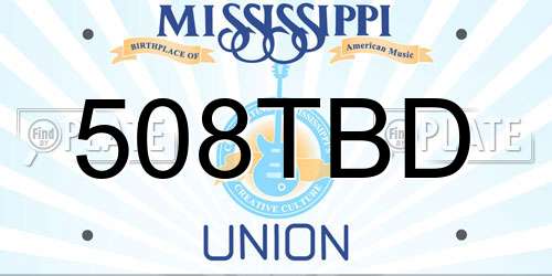 508TBD Mississippi License Plate