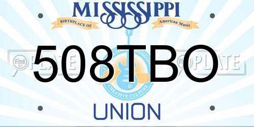 508TBO Mississippi License Plate
