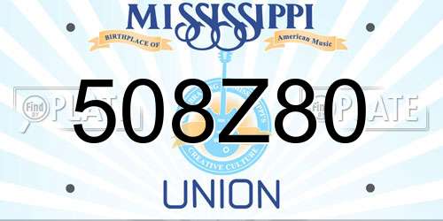 508Z80 Mississippi License Plate