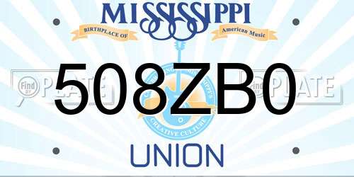 508ZB0 Mississippi License Plate
