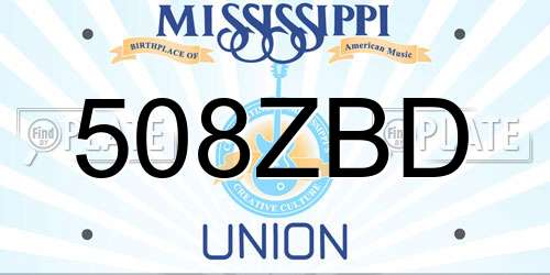 508ZBD Mississippi License Plate