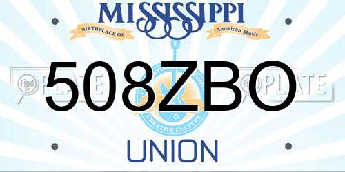 508ZBO Mississippi License Plate