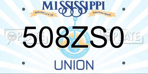 508ZS0 Mississippi License Plate