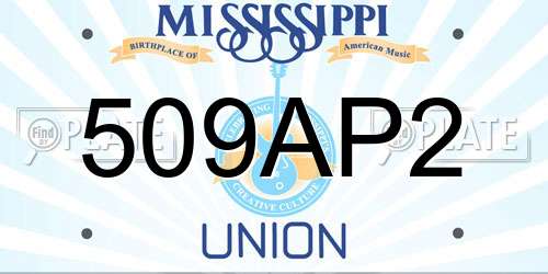 509AP2 Mississippi License Plate