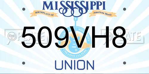 509VH8 Mississippi License Plate