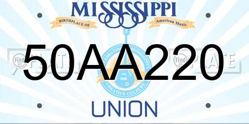 50AA220 Mississippi License Plate