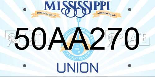50AA270 Mississippi License Plate