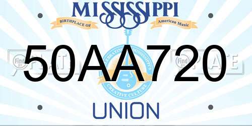 50AA720 Mississippi License Plate