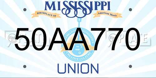 50AA770 Mississippi License Plate