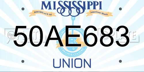 50AE683 Mississippi License Plate