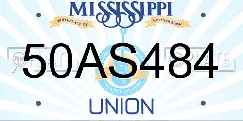 50AS484 Mississippi License Plate