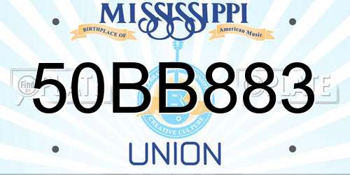 50BB883 Mississippi License Plate