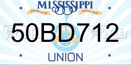 50BD712 Mississippi License Plate