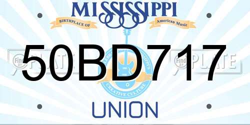 50BD717 Mississippi License Plate
