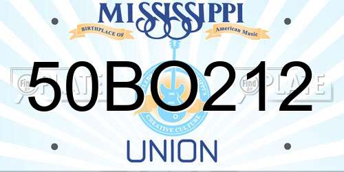 50BO212 Mississippi License Plate