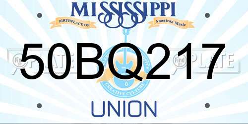 50BQ217 Mississippi License Plate