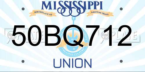 50BQ712 Mississippi License Plate