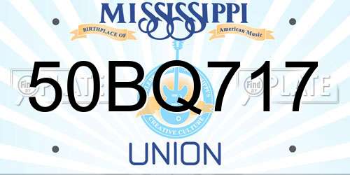50BQ717 Mississippi License Plate