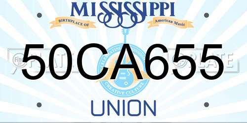 50CA655 Mississippi License Plate