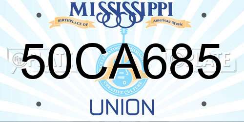 50CA685 Mississippi License Plate